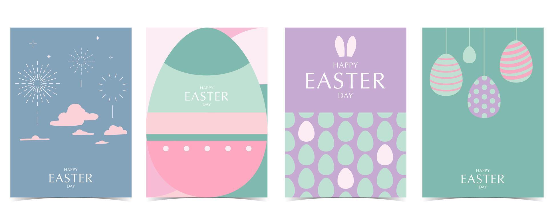 verzameling van Pasen achtergrond reeks met konijn en ei in silhouet stijl bewerkbare vector illustratie voor a4 verticaal ansichtkaart