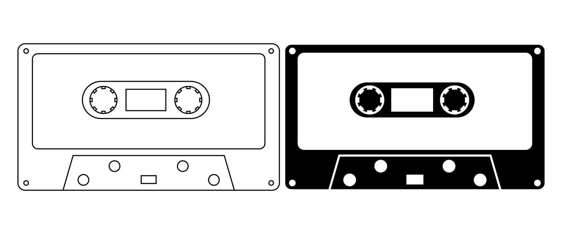 ouline silhouet compact cassette icoon reeks geïsoleerd Aan wit achtergrond vector