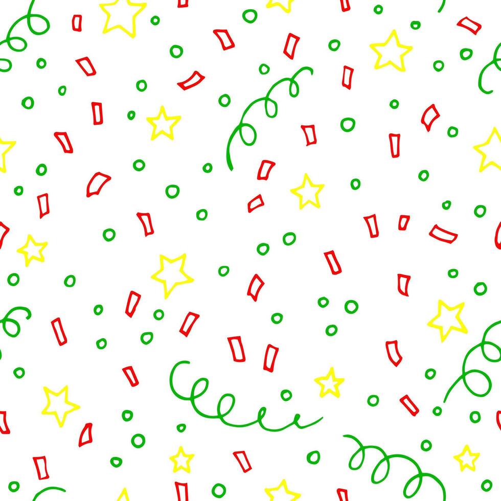 naadloos patroon met confetti. hand- getrokken vector illustratie in schets stijl.