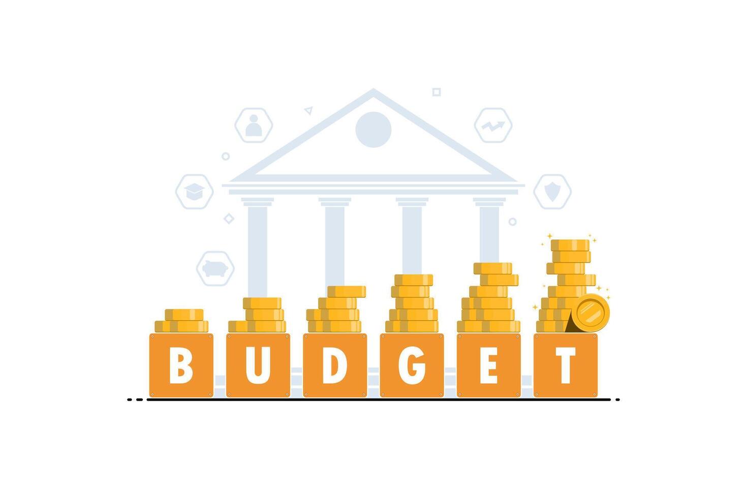 begroting planning financieel naar de toekomst concept, stappen naar financieel groei, digitaal afzet illustratie. vector