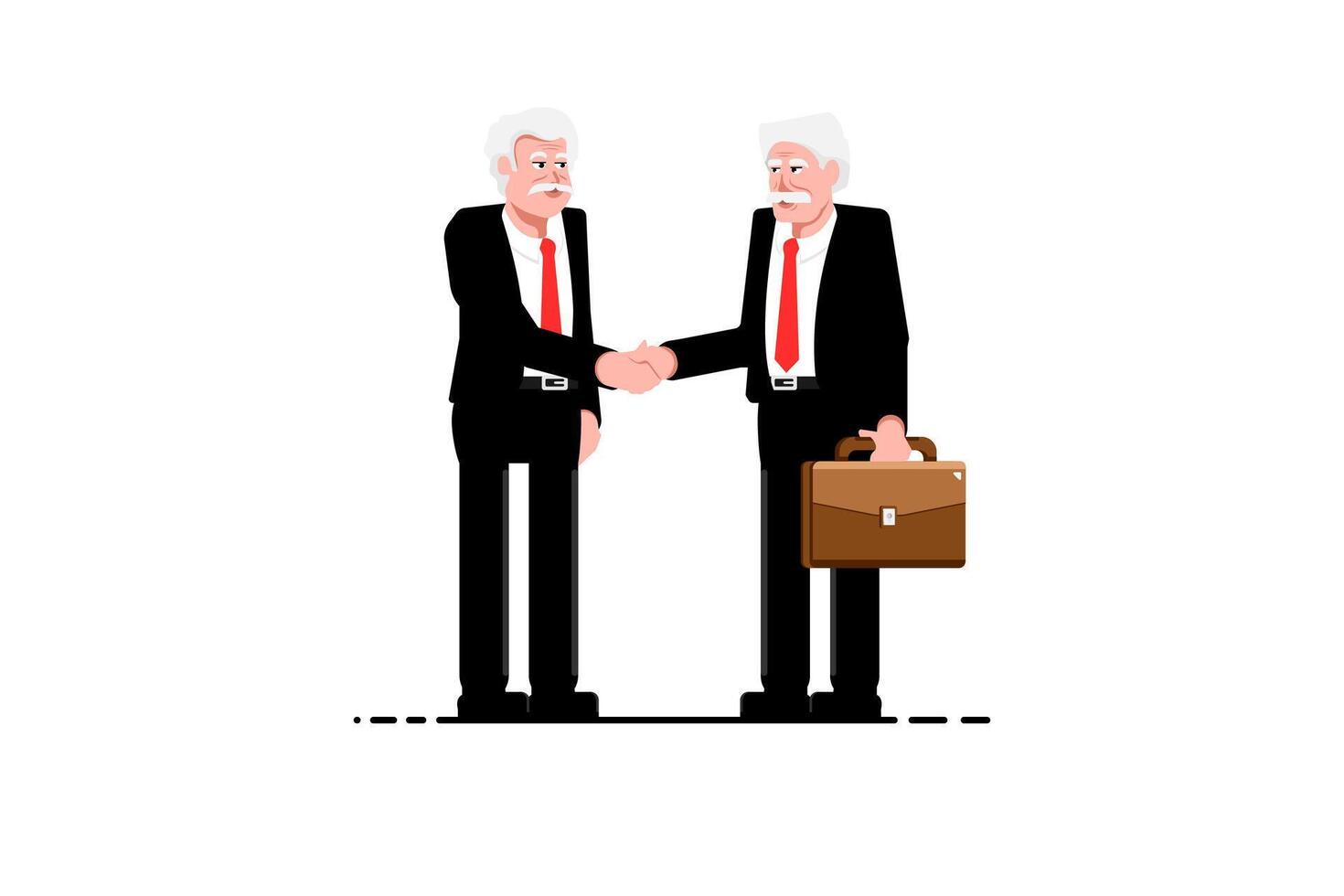 senior zakenman groet beven handen Aan geïsoleerd achtergrond, vector illustratie.