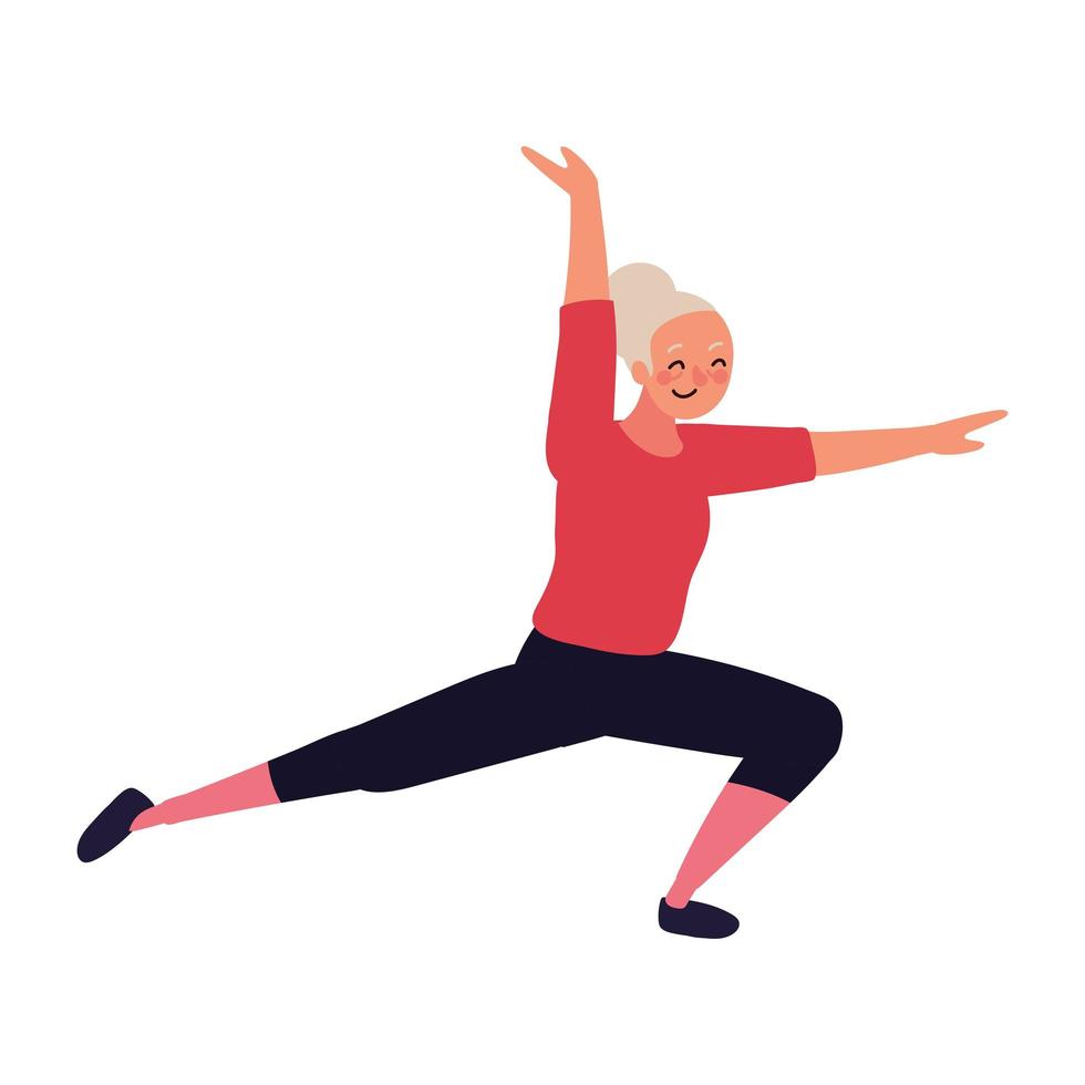 oude vrouw die yoga doet vector