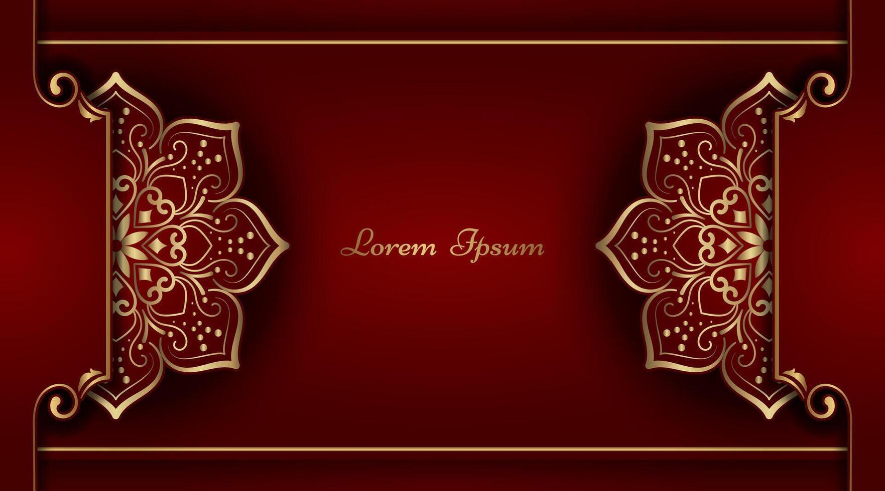 rood achtergrond met gouden mandala ornament vector