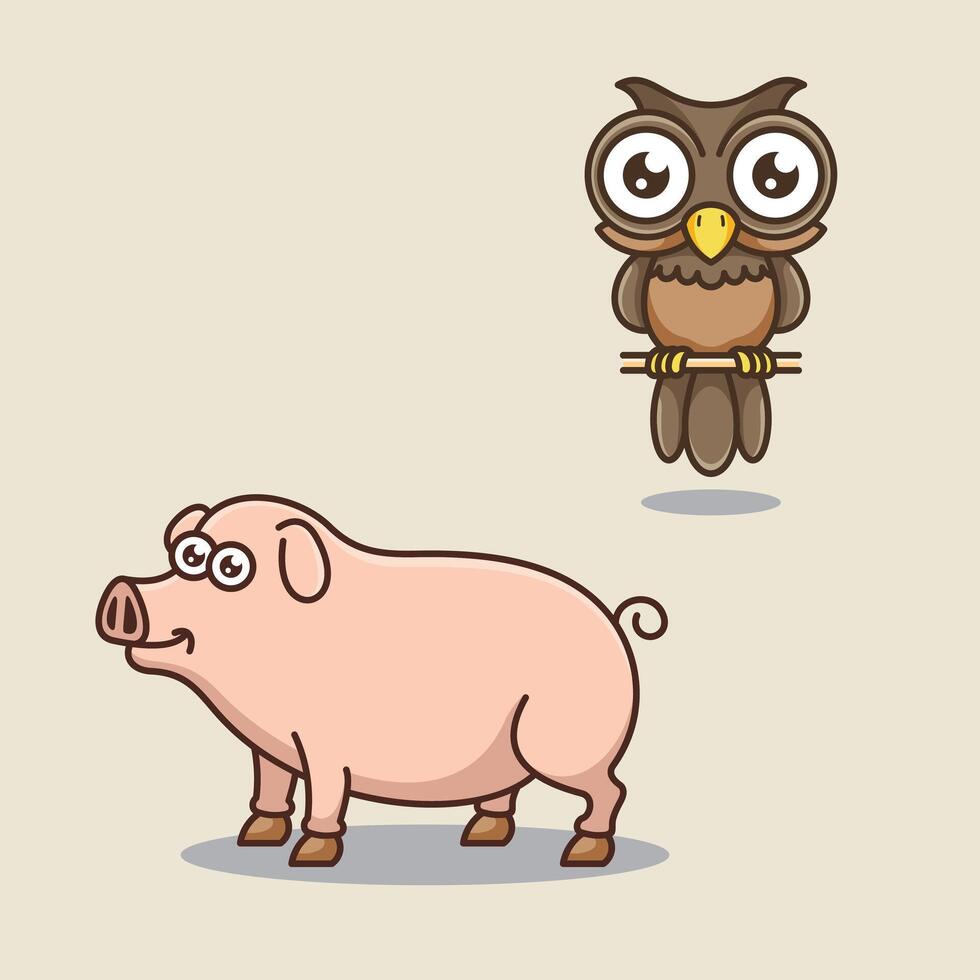tekenfilm boerderij schuur huiselijk dier voor onderwijs kinderen kinderen vector ontwerp kunst