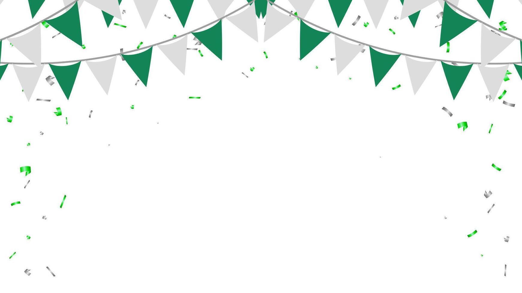 viering driehoek wimpels keten en confetti kader banier voor verjaardag, viering, partij, verjaardag vector