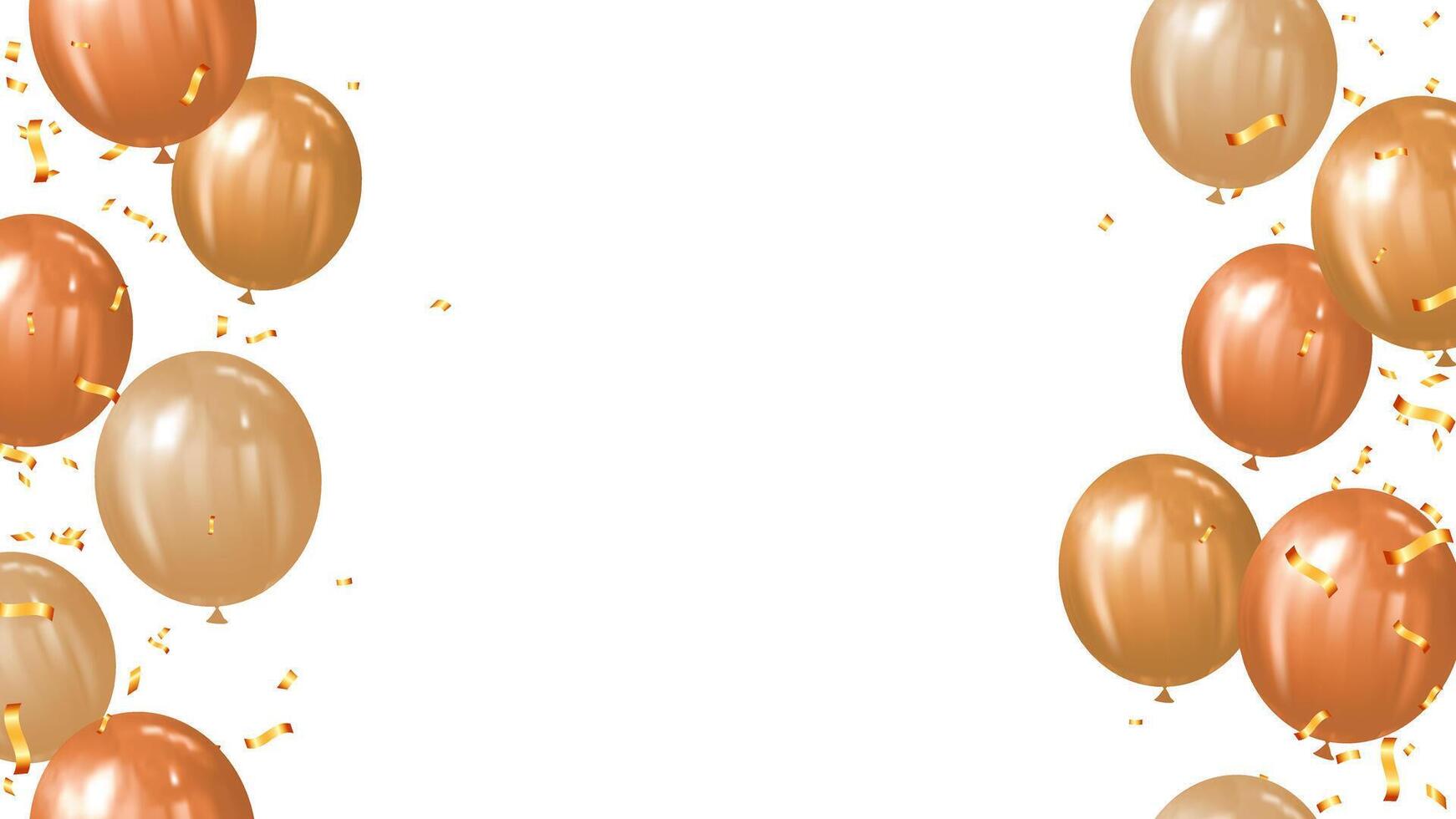 vector feestelijk ballonnen en confetti oranje goud glimmend voor vakantie, viering, jubileum