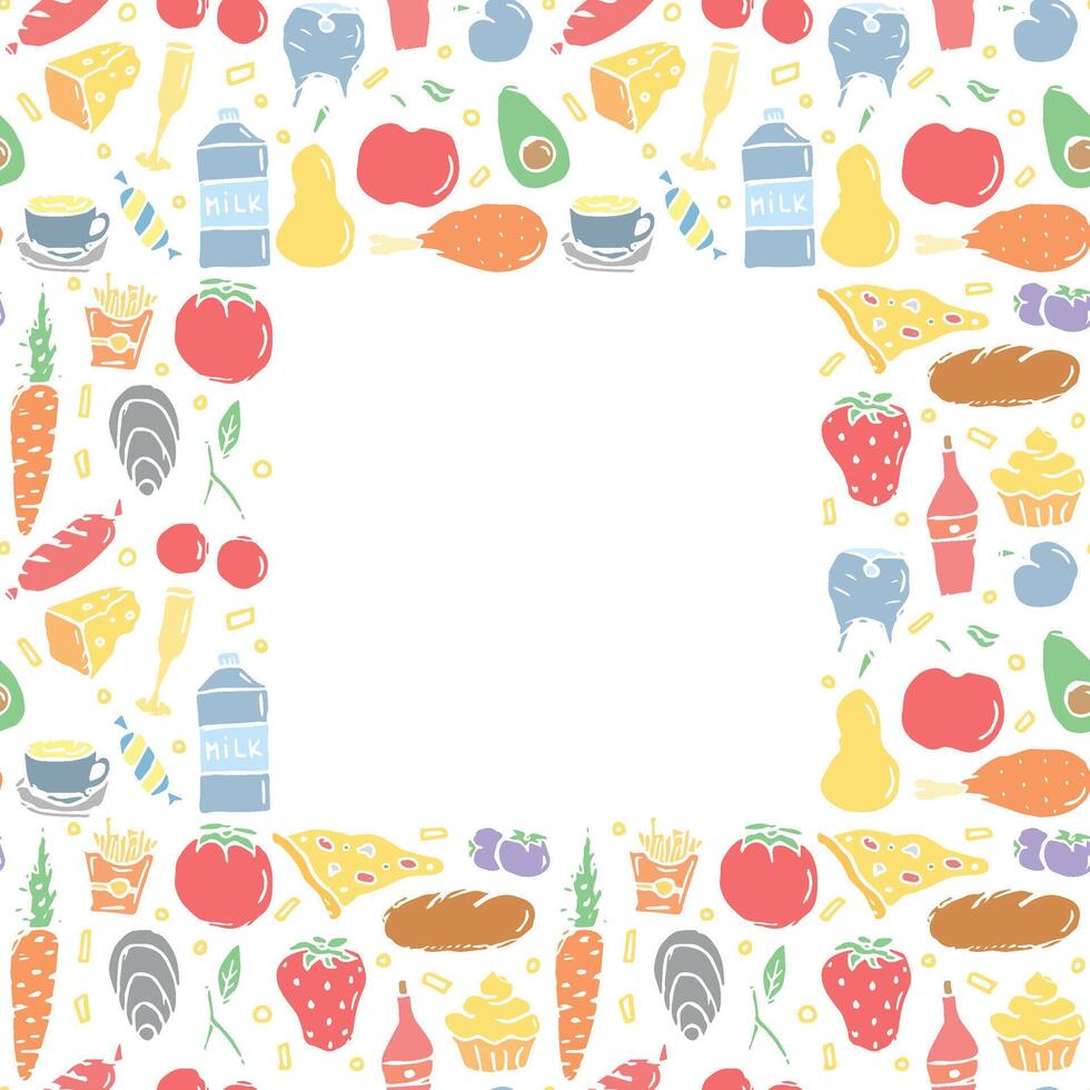 tekening voedsel achtergrond. voedsel kader illustratie vector