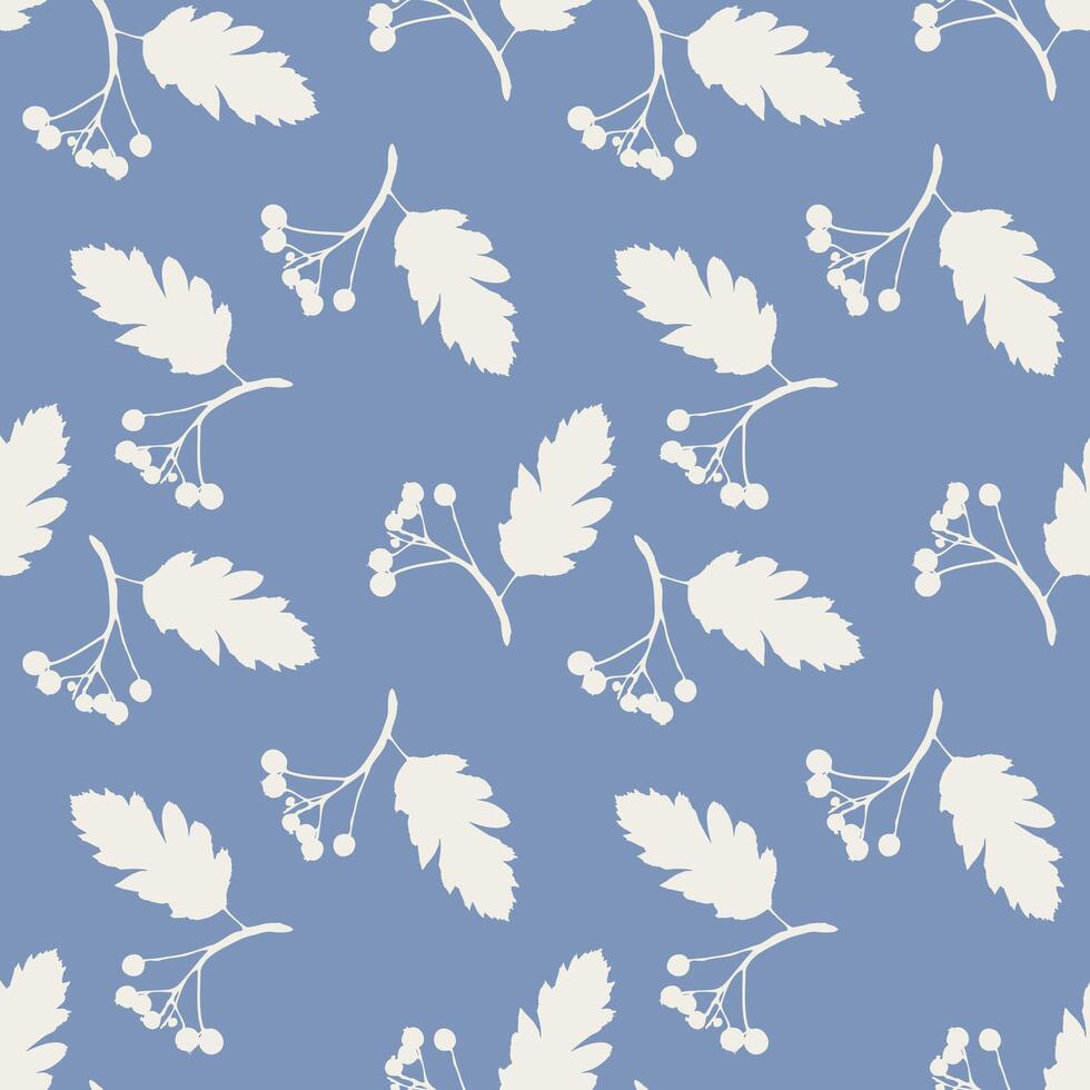 blauw patroon met lijsterbes Afdeling afdruk silhouet pastel kleur. vector