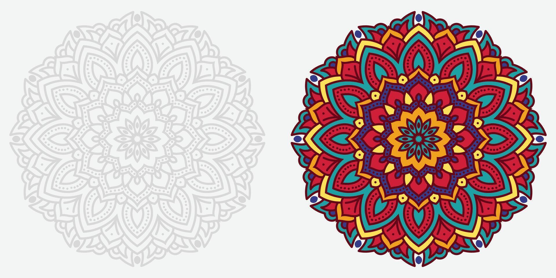 kleurrijk modern mandala ontwerp , zwart en wit mandala ontwerp, abstract mandala bloemen ornament vector