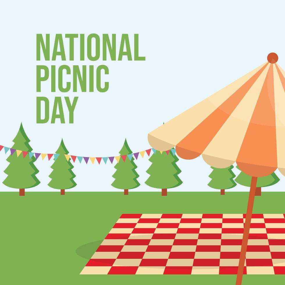 nationaal picknick dag ontwerp sjabloon mooi zo voor viering gebruik. vector eps 10. vlak ontwerp. picknick vector illustratie.
