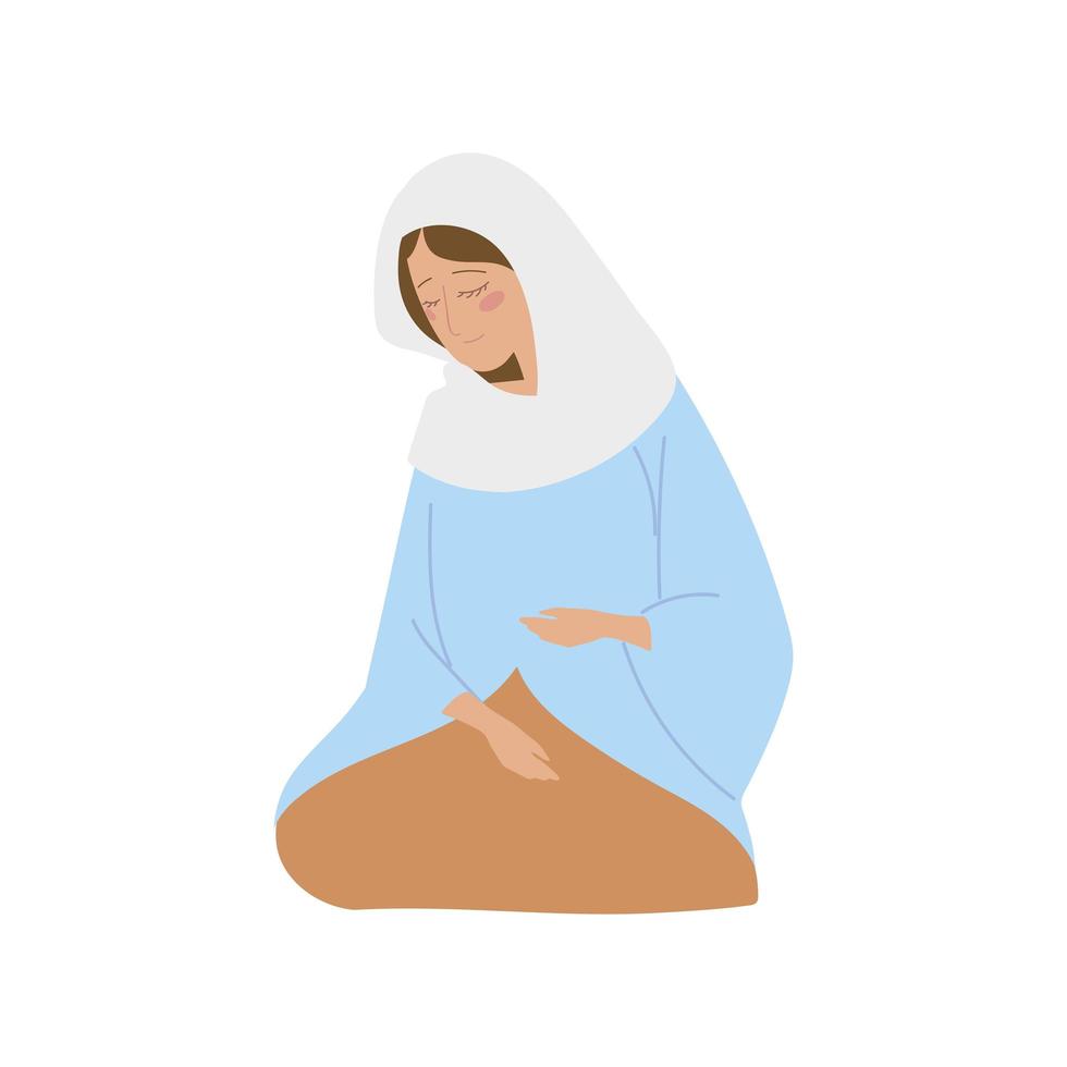 geboorte heilige maria bidden pictogram ontwerp op witte achtergrond vector