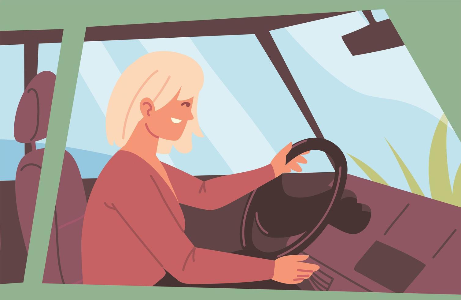 vrouwelijke rijdende auto vector