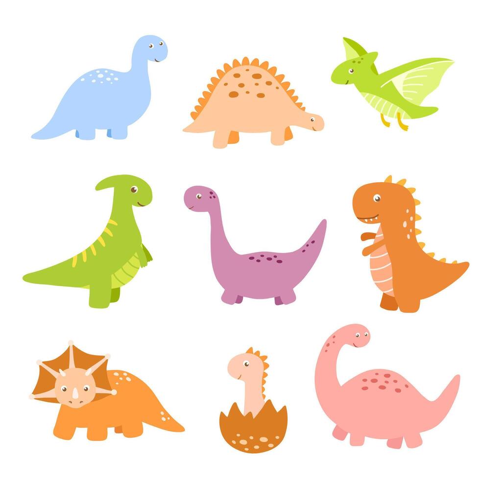 schattig weinig baby dino t-rex. vector kleurrijk illustratie geïsoleerd Aan wit achtergrond voor kinderen. reeks van verschillend dinosaurussen