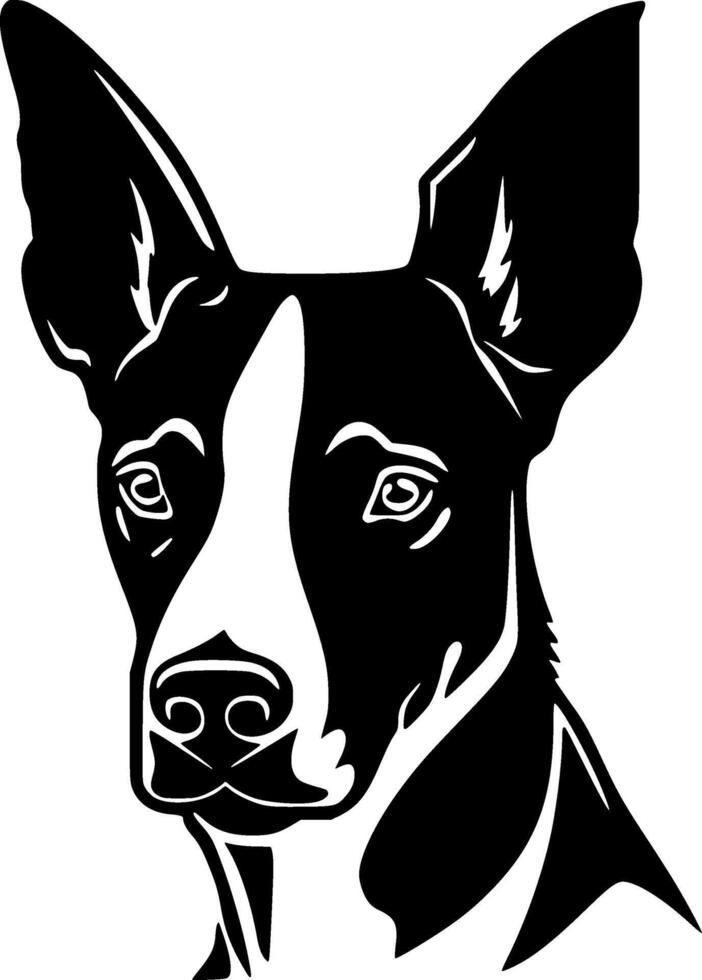 basenji - zwart en wit geïsoleerd icoon - vector illustratie