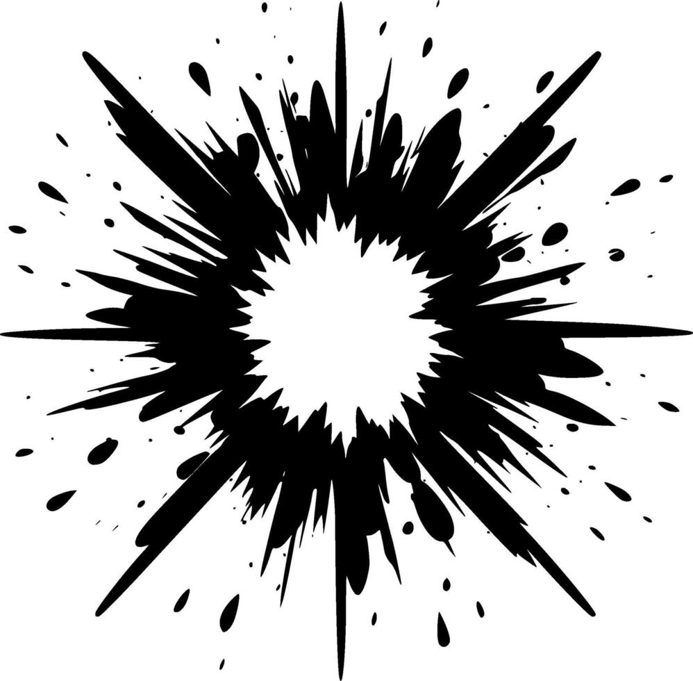 explosie - zwart en wit geïsoleerd icoon - vector illustratie