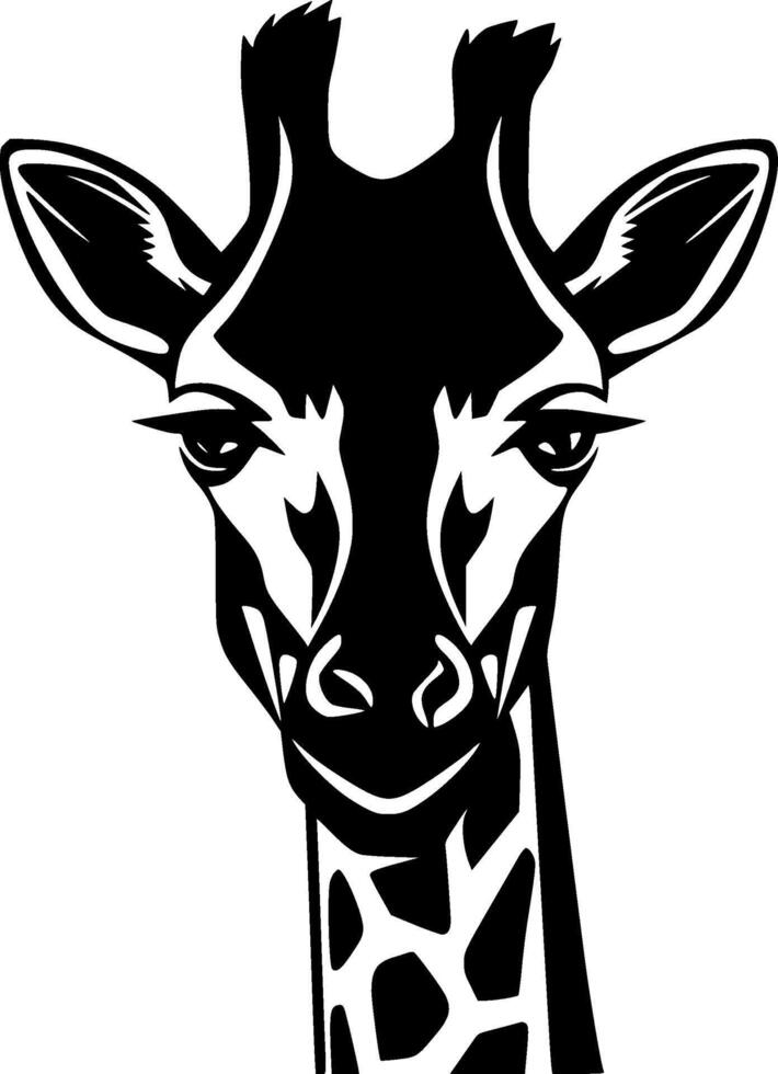 giraffe - zwart en wit geïsoleerd icoon - vector illustratie