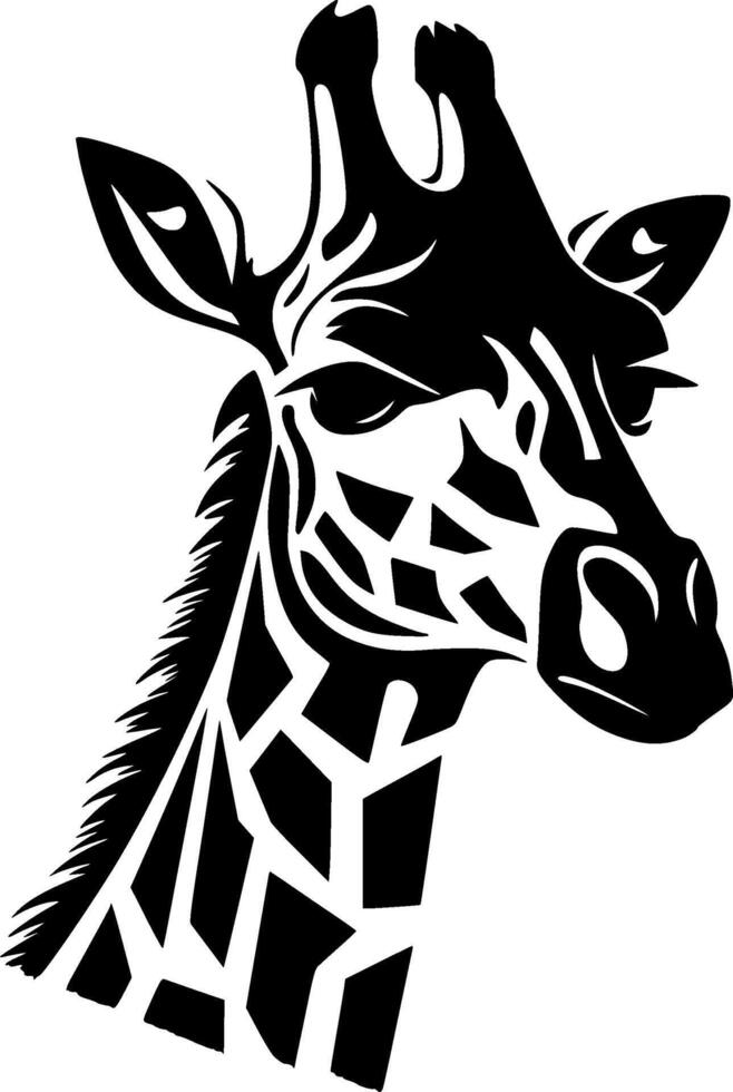 giraffe - zwart en wit geïsoleerd icoon - vector illustratie