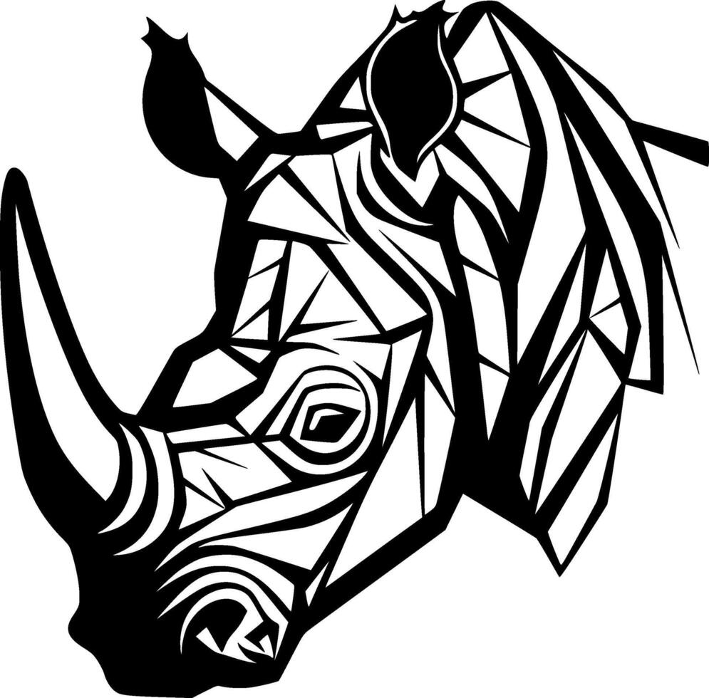 neushoorn - zwart en wit geïsoleerd icoon - vector illustratie