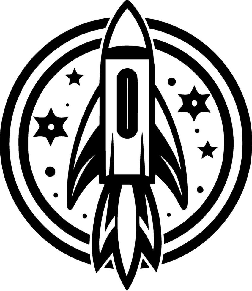 raket - zwart en wit geïsoleerd icoon - vector illustratie