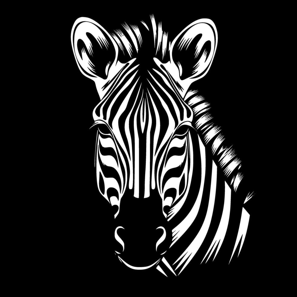 zebra - zwart en wit geïsoleerd icoon - vector illustratie