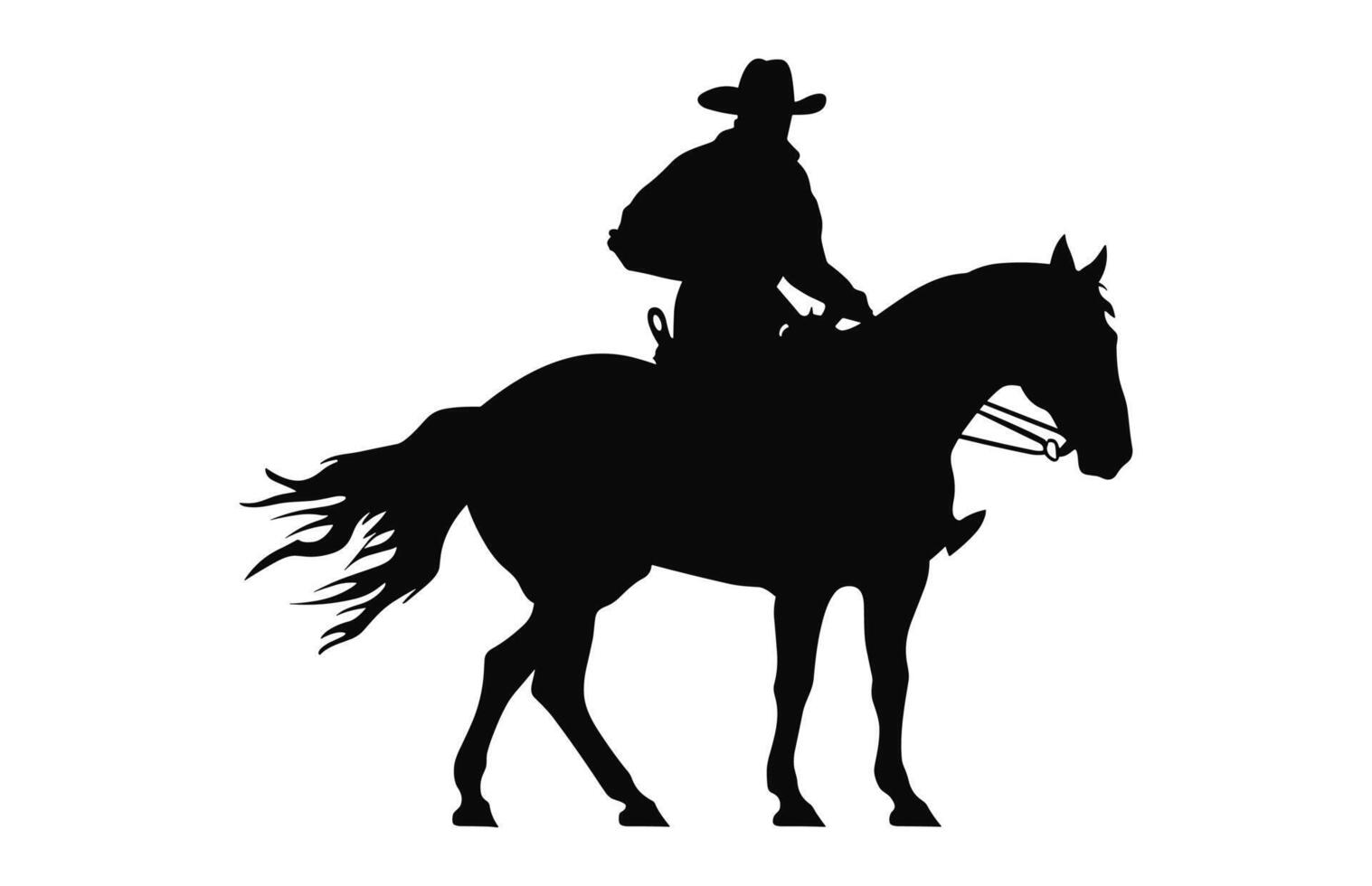 Mexicaans cowboy rijden een paard zwart silhouet vector geïsoleerd Aan een wit achtergrond