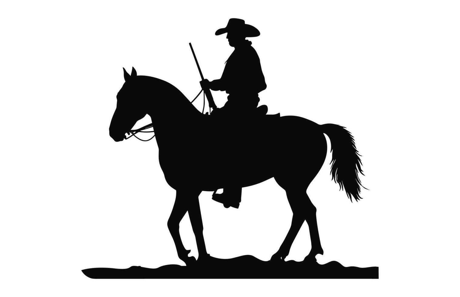 Mexicaans cowboy rijden een paard vector zwart silhouet geïsoleerd Aan een wit achtergrond