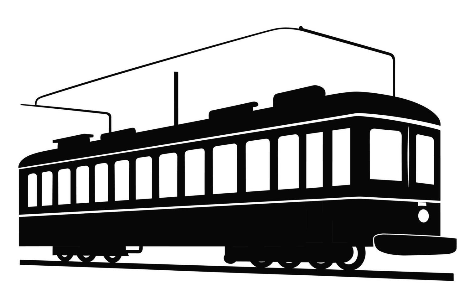 tram silhouet vector geïsoleerd Aan een wit achtergrond, kabel tram voertuig zwart silhouet