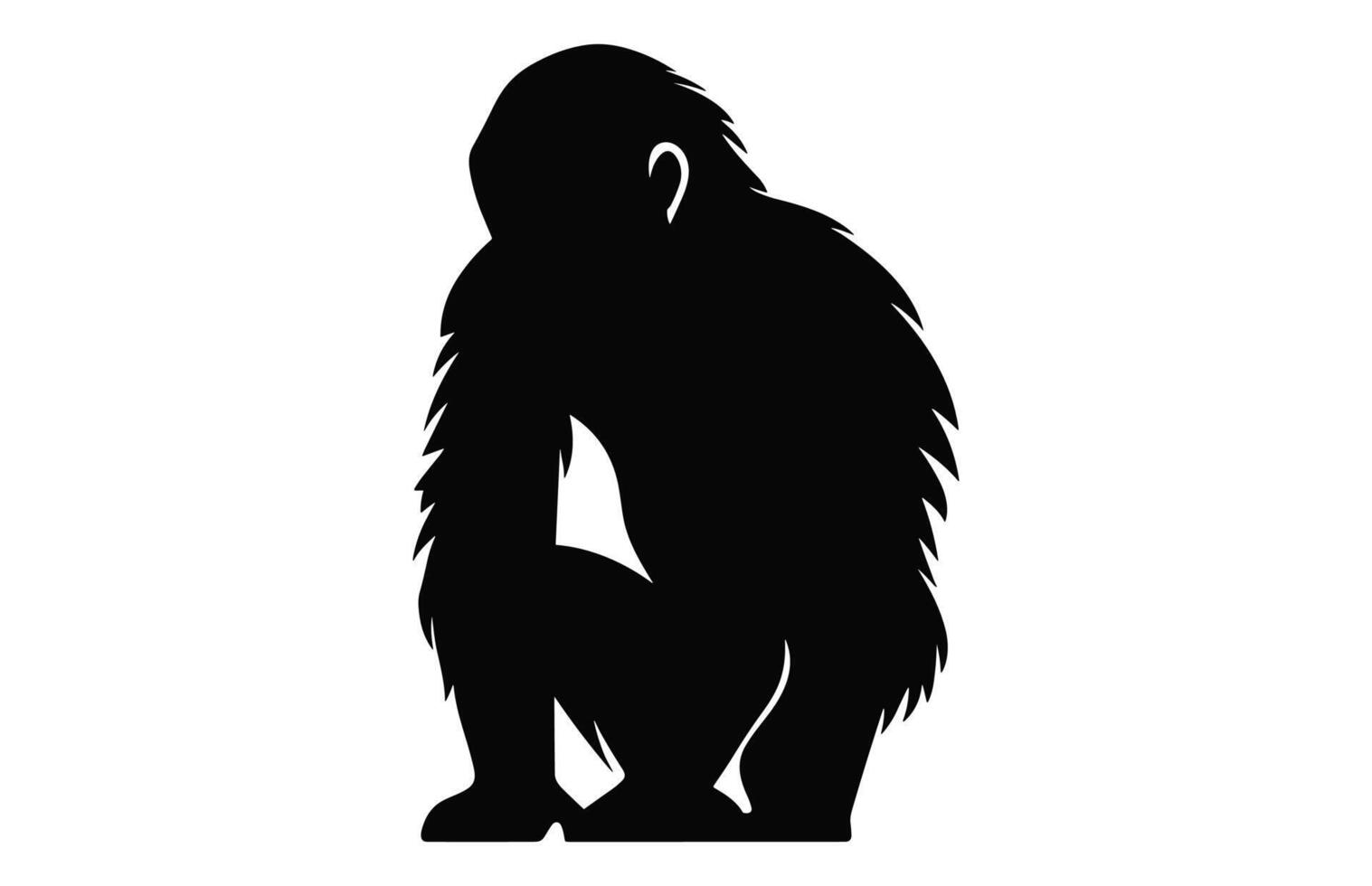 aap zwart silhouet geïsoleerd Aan een wit achtergrond, een chimpansee aap vector clip art