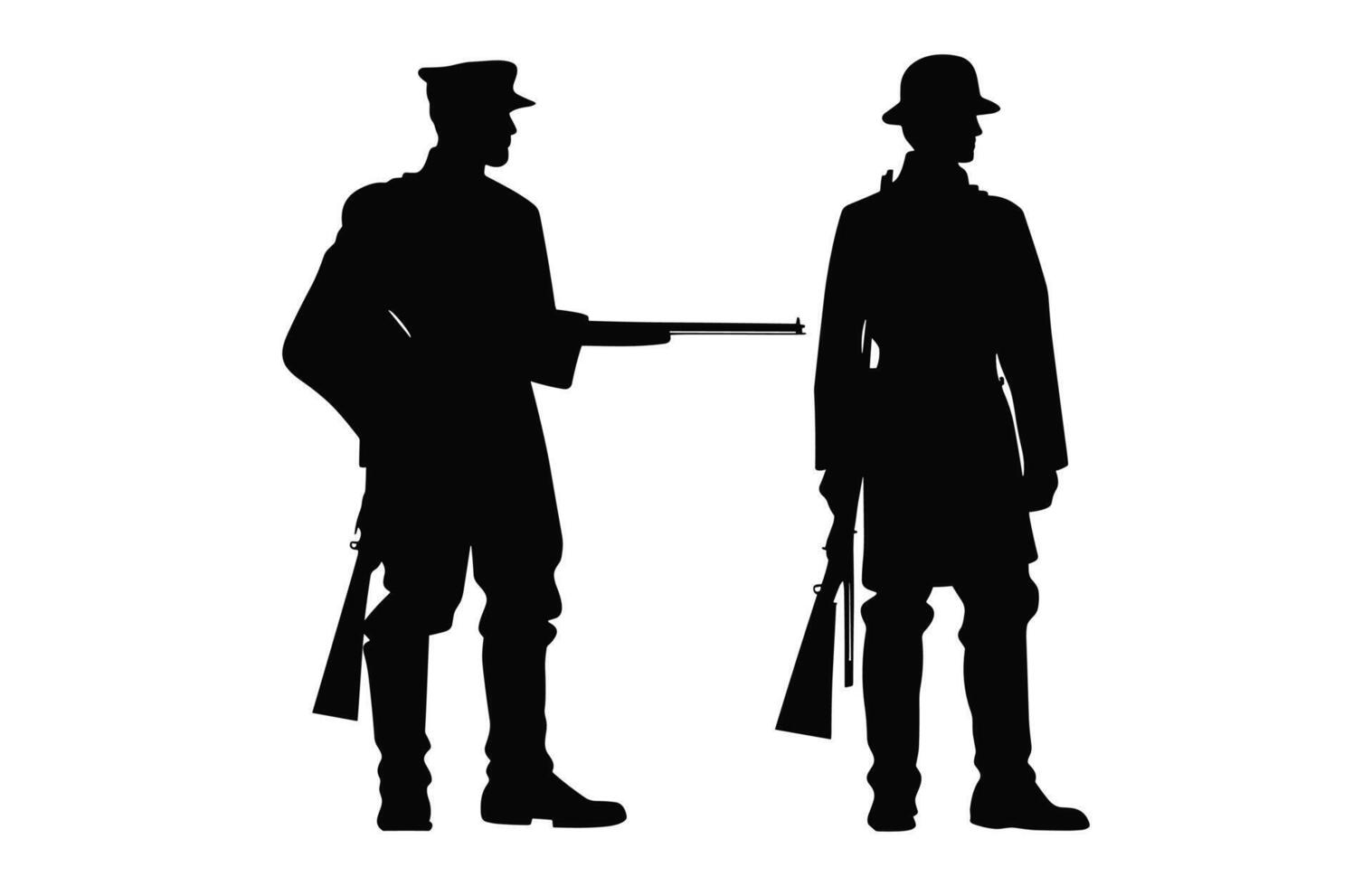 Amerikaans civiel oorlog soldaten silhouet vector, civiel oorlog soldaat zwart silhouetten vector