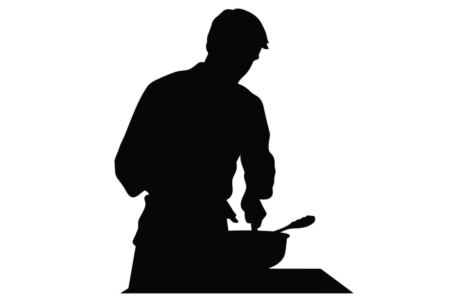 Mens Koken silhouet vector geïsoleerd Aan een wit achtergrond, mannen voorbereidingen treffen voedsel in keuken zwart clip art