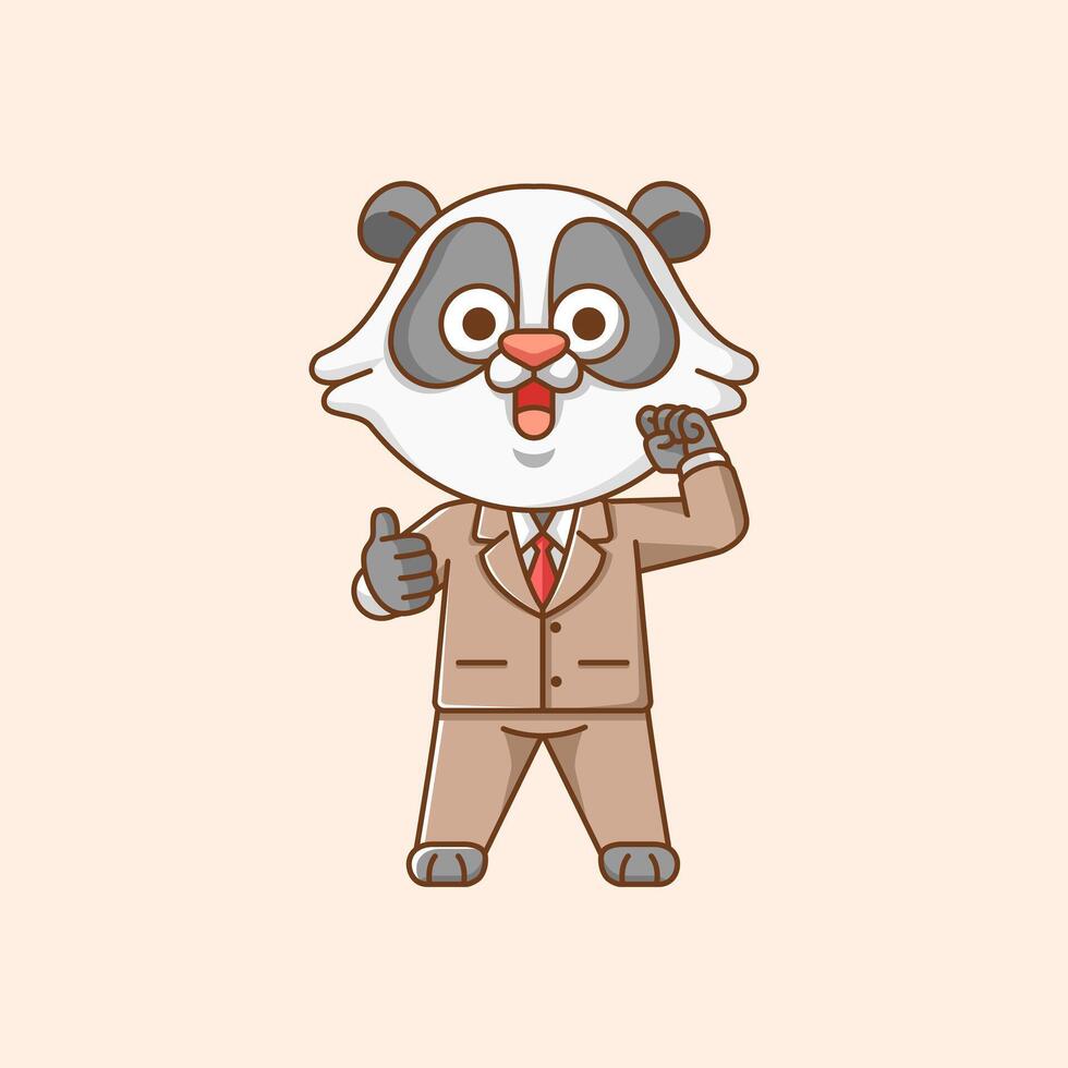 schattig panda zakenman pak kantoor arbeiders tekenfilm dier karakter mascotte icoon vlak stijl illustratie concept vector