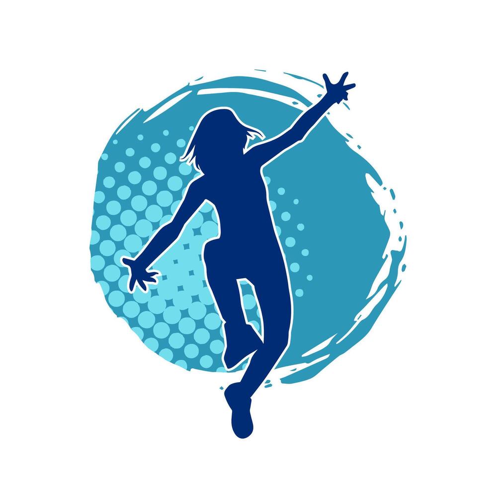 silhouet van een vrouw danser in actie houding. silhouet van een slank vrouw in dansen houding. vector