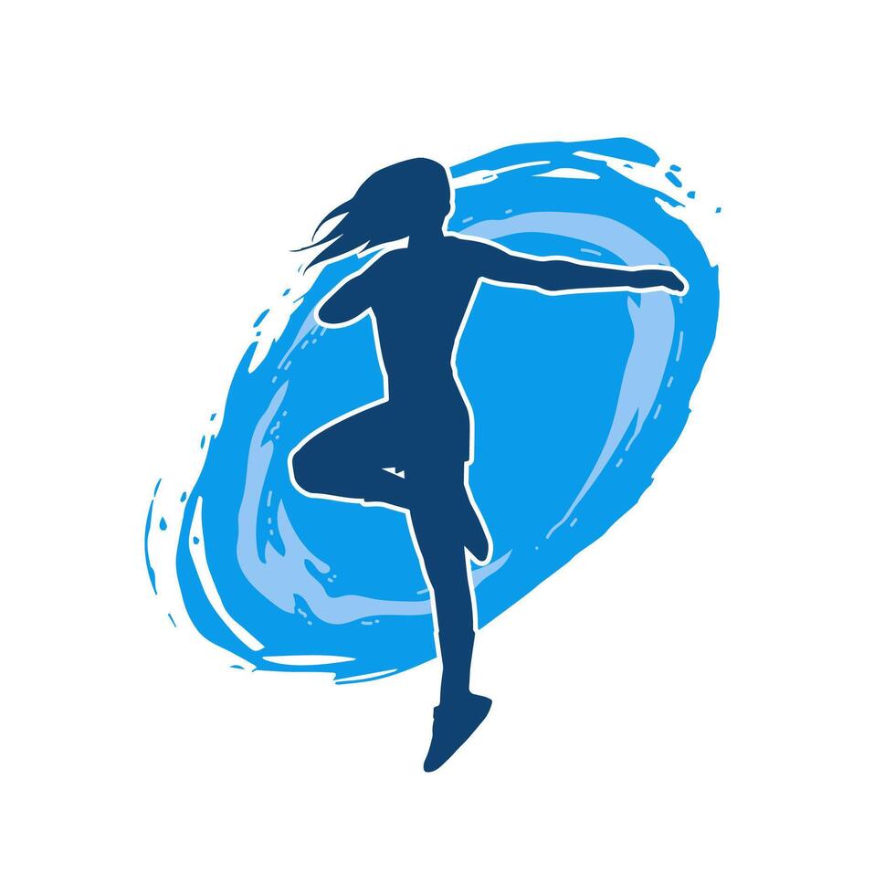 silhouet van slank vrouw aan het doen oefening. silhouet van een sportief vrouw aan het doen Sportschool training houding. vector