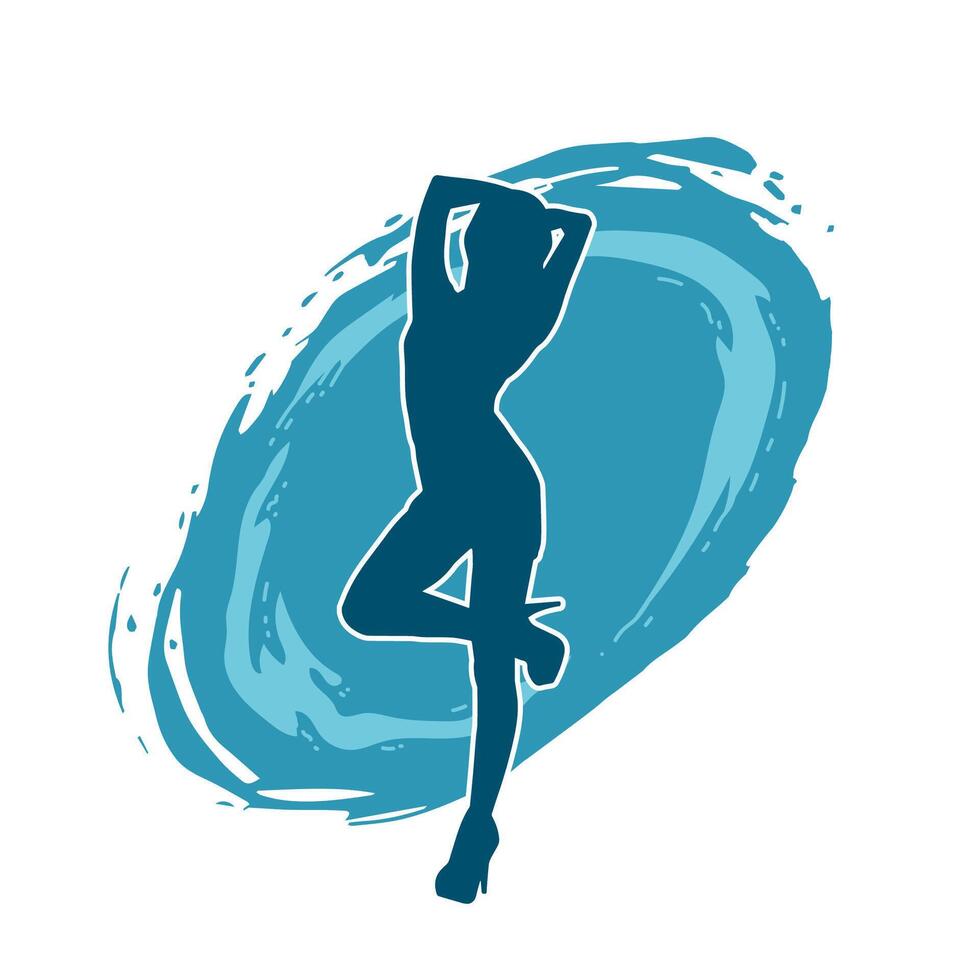 silhouet van een vrouw danser in actie houding. silhouet van een slank vrouw in dansen houding. vector