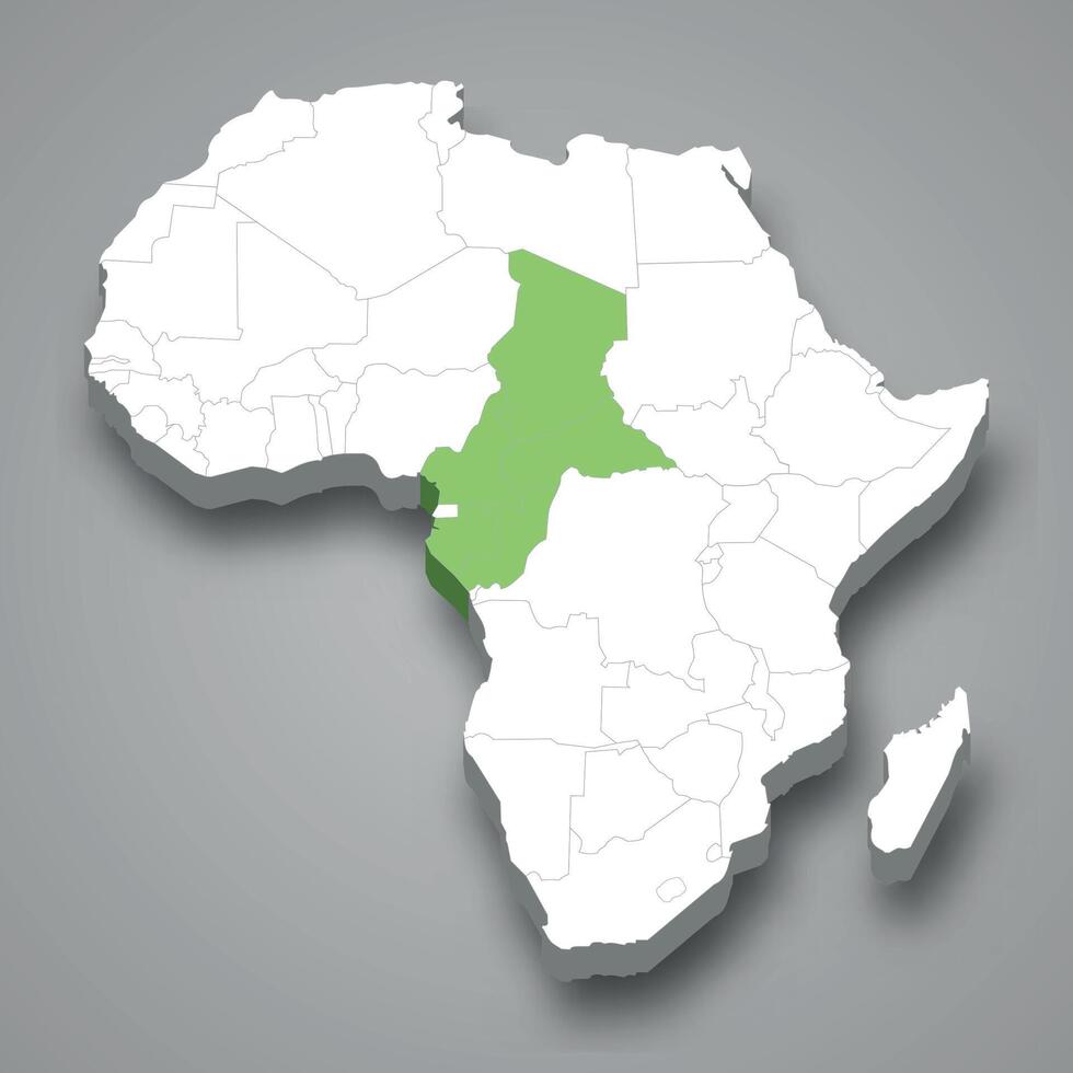 Frans equatoriaal Afrika plaats binnen Afrika 3d kaart vector