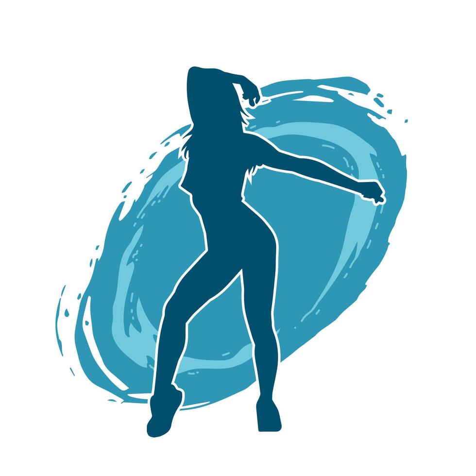 silhouet van een vrouw danser in actie houding. silhouet van een slank vrouw in dansen houding. vector