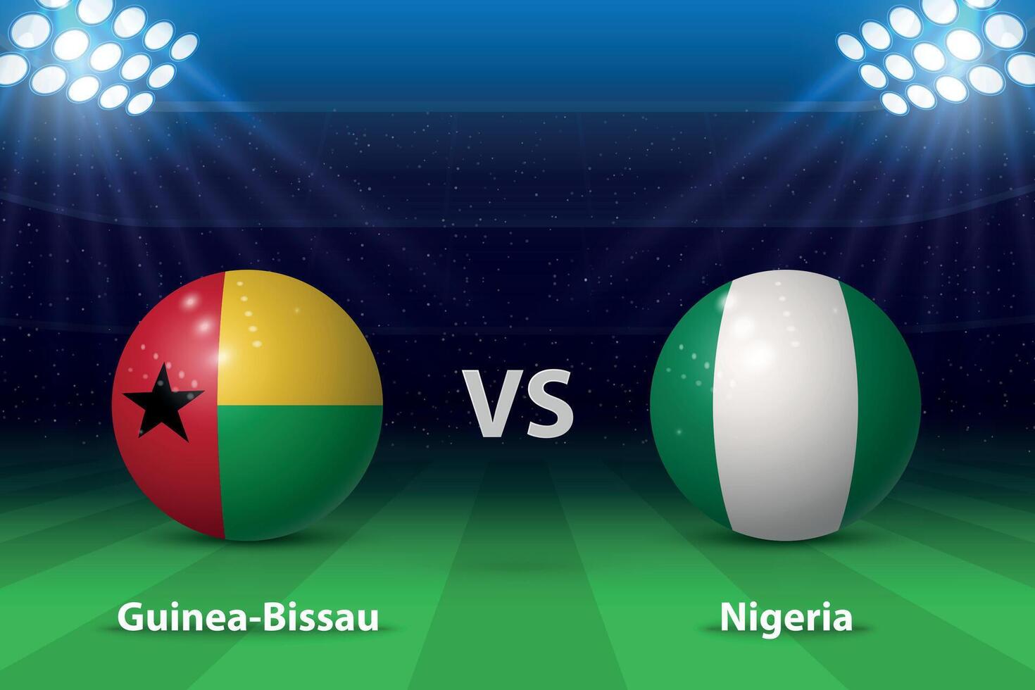 Guinea Bissau vs Nigeria Amerikaans voetbal scorebord uitzending grafisch vector