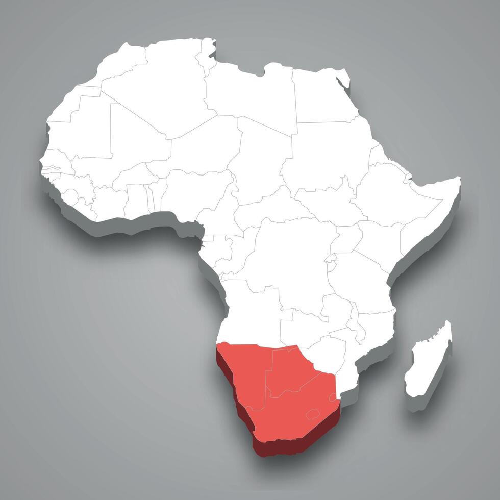 zuidelijk Afrika plaats binnen Afrika 3d kaart vector