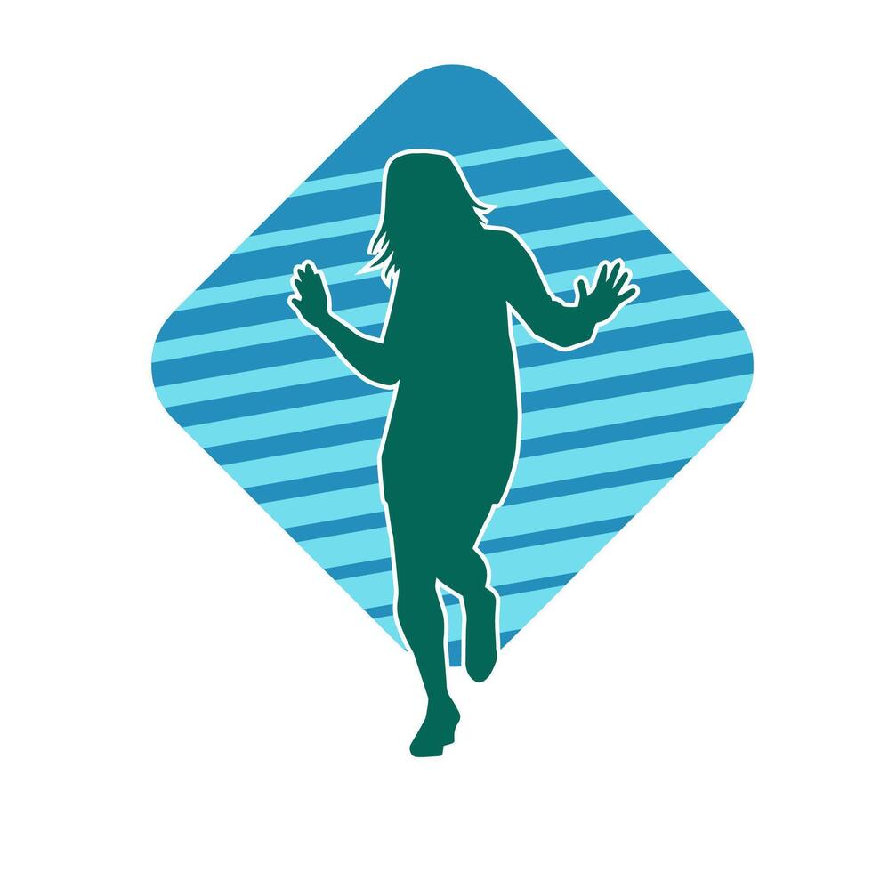 silhouet van een vrouw danser in actie houding. silhouet van een slank vrouw in dansen houding. vector