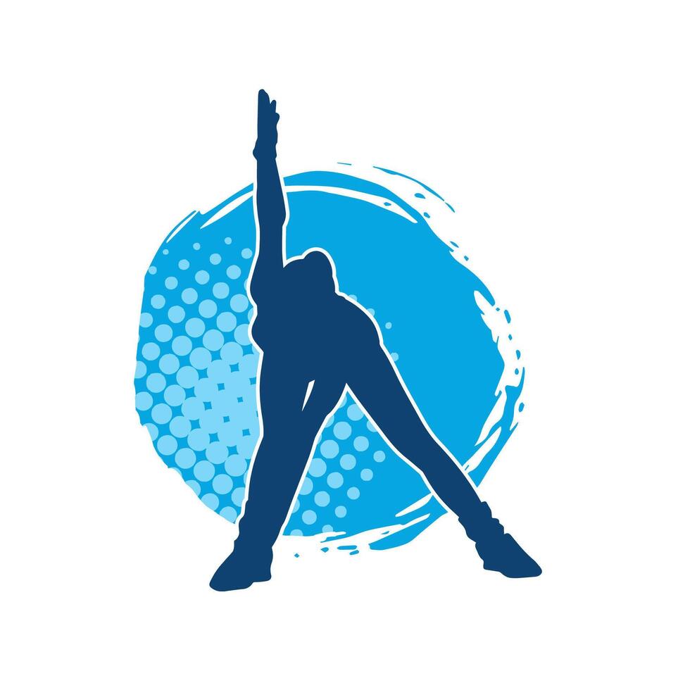 silhouet van een slank sportief vrouw aan het doen pilates oefening. silhouet van een sportief vrouw aan het doen fysiek oefening. vector