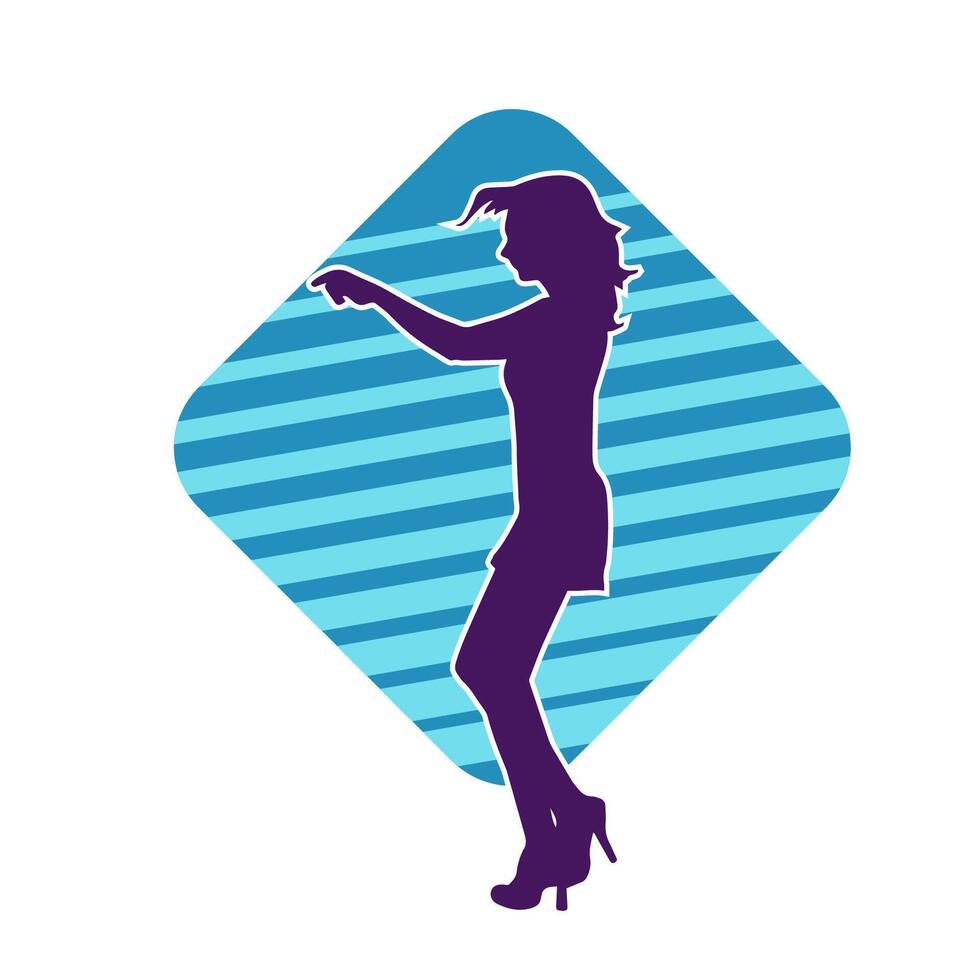 silhouet van een vrouw danser in actie houding. silhouet van een slank vrouw in dansen houding. vector