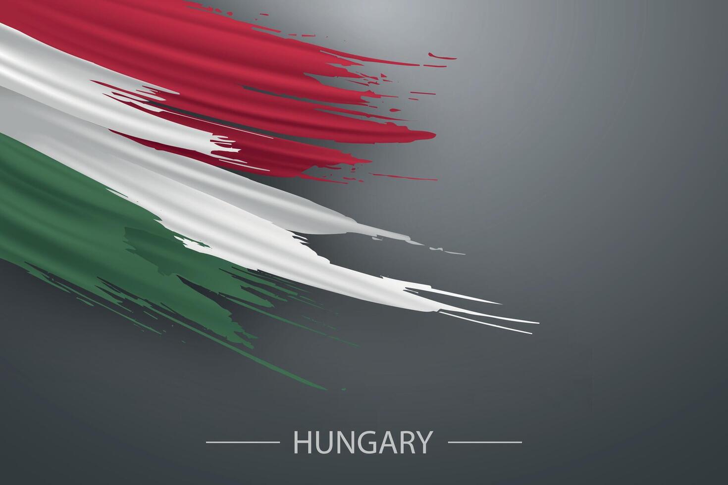 3d grunge borstel beroerte vlag van Hongarije vector