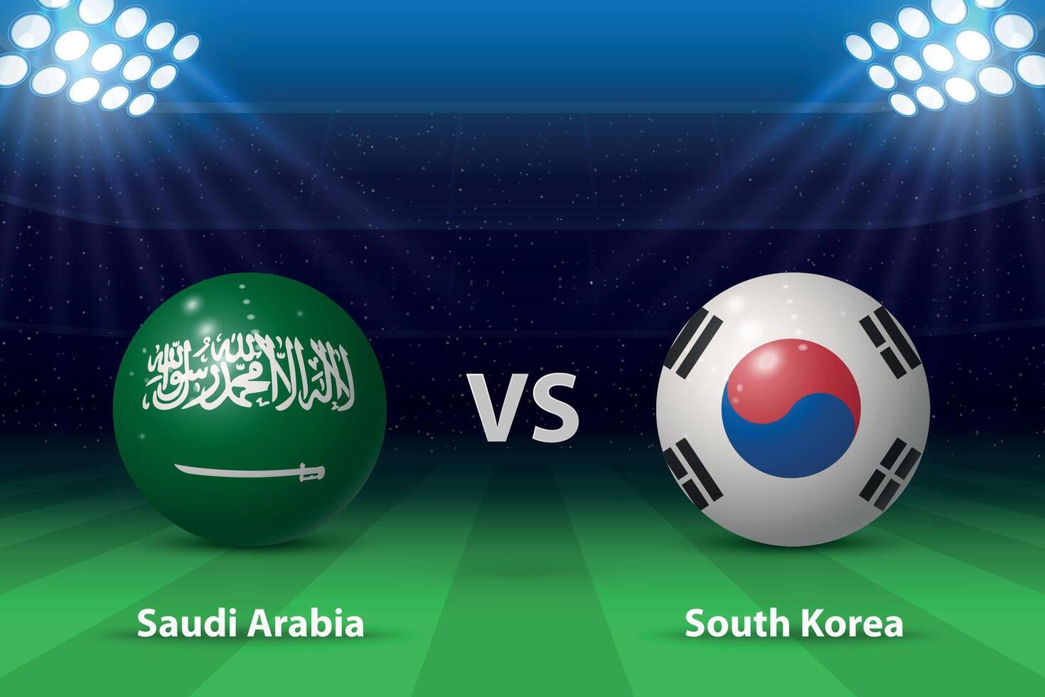 saudi Arabië vs zuiden Korea. knock out stadium Azië 2023, voetbal sc vector
