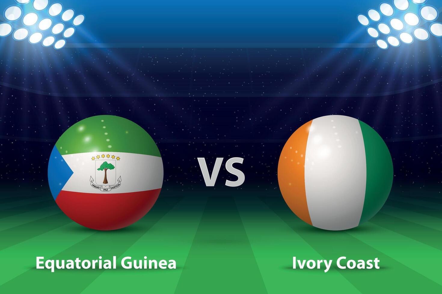 equatoriaal Guinea vs ivoor kust Amerikaans voetbal scorebord uitzending grafisch vector