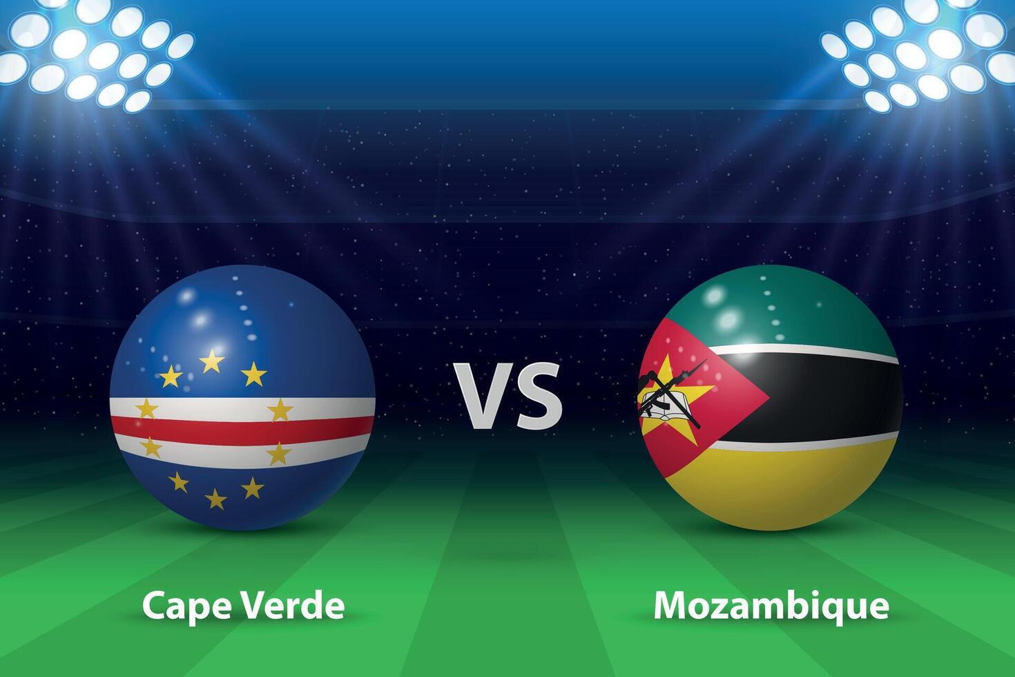 kaap verde vs Mozambique Amerikaans voetbal scorebord uitzending grafisch vector