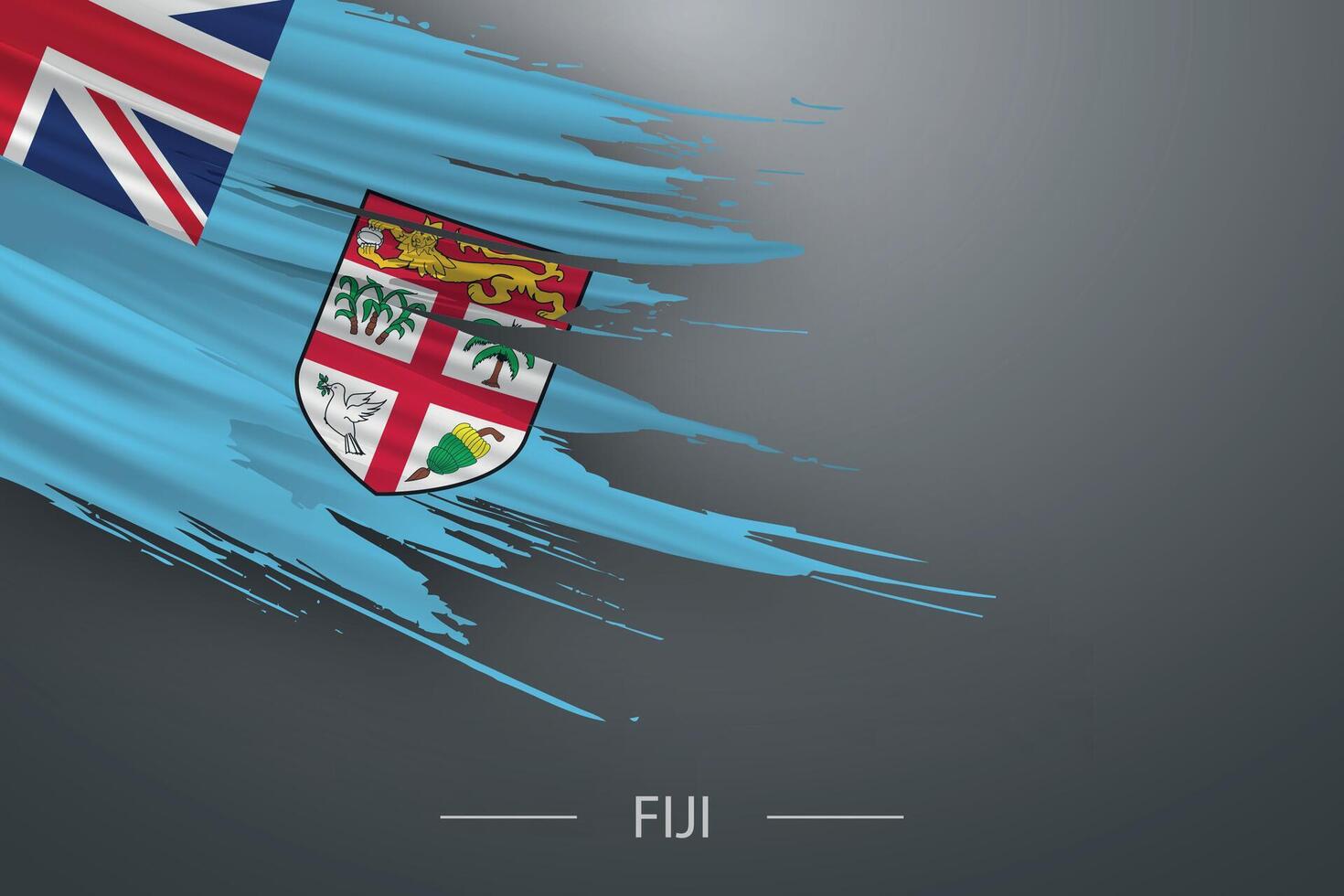 3d grunge borstel beroerte vlag van fiji vector