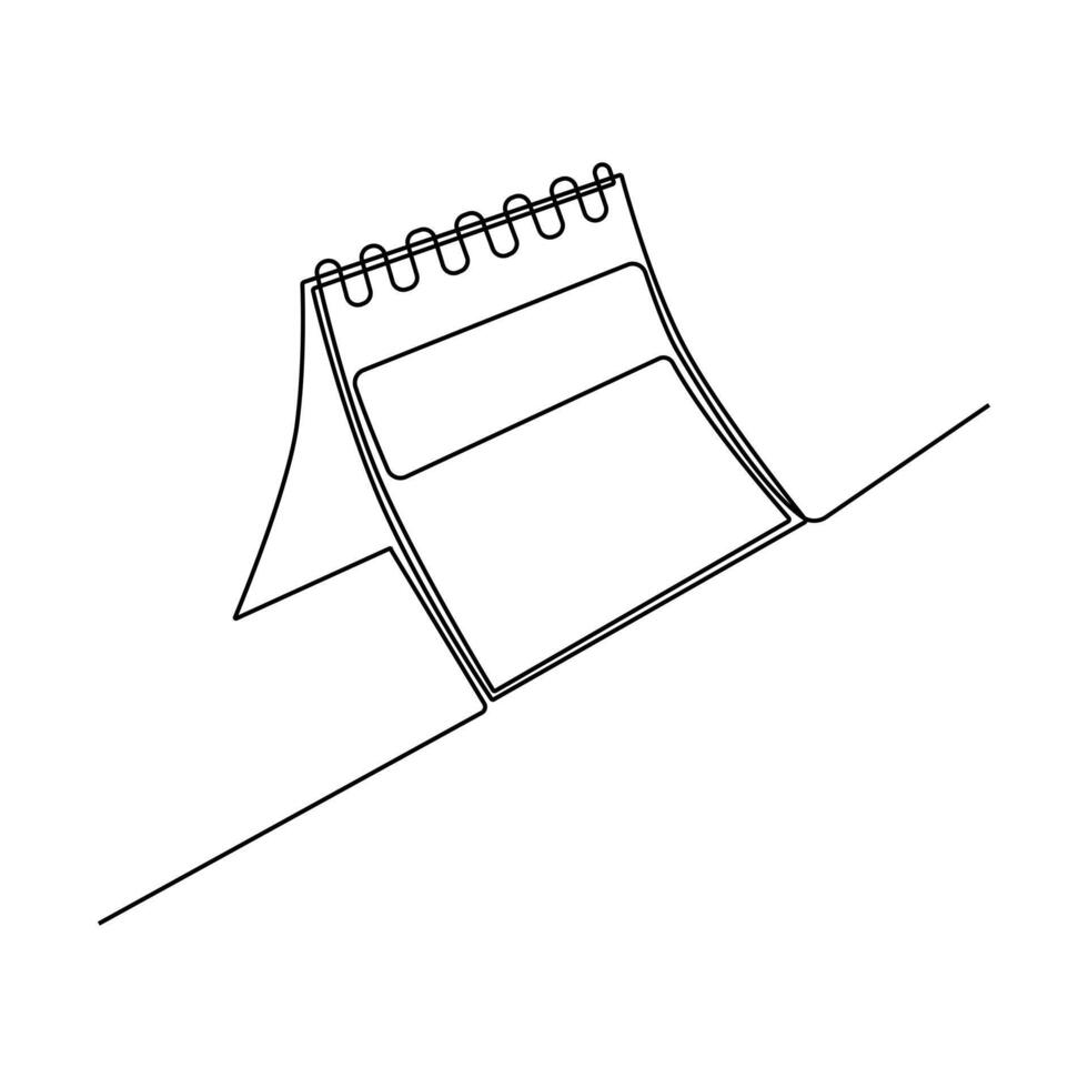 een lijn tafel kalender doorlopend vector kunst tekening en single schets illustratie