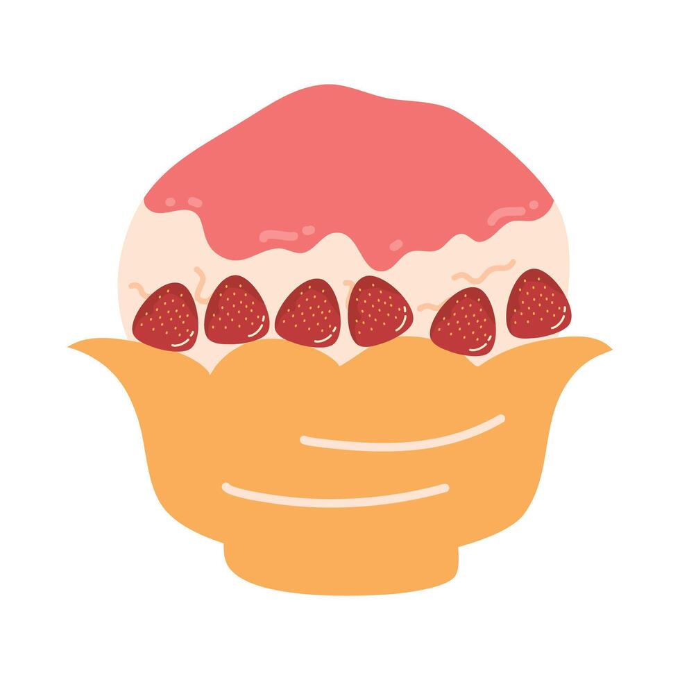 aardbei geschoren ijs patbingsu illustratie vector