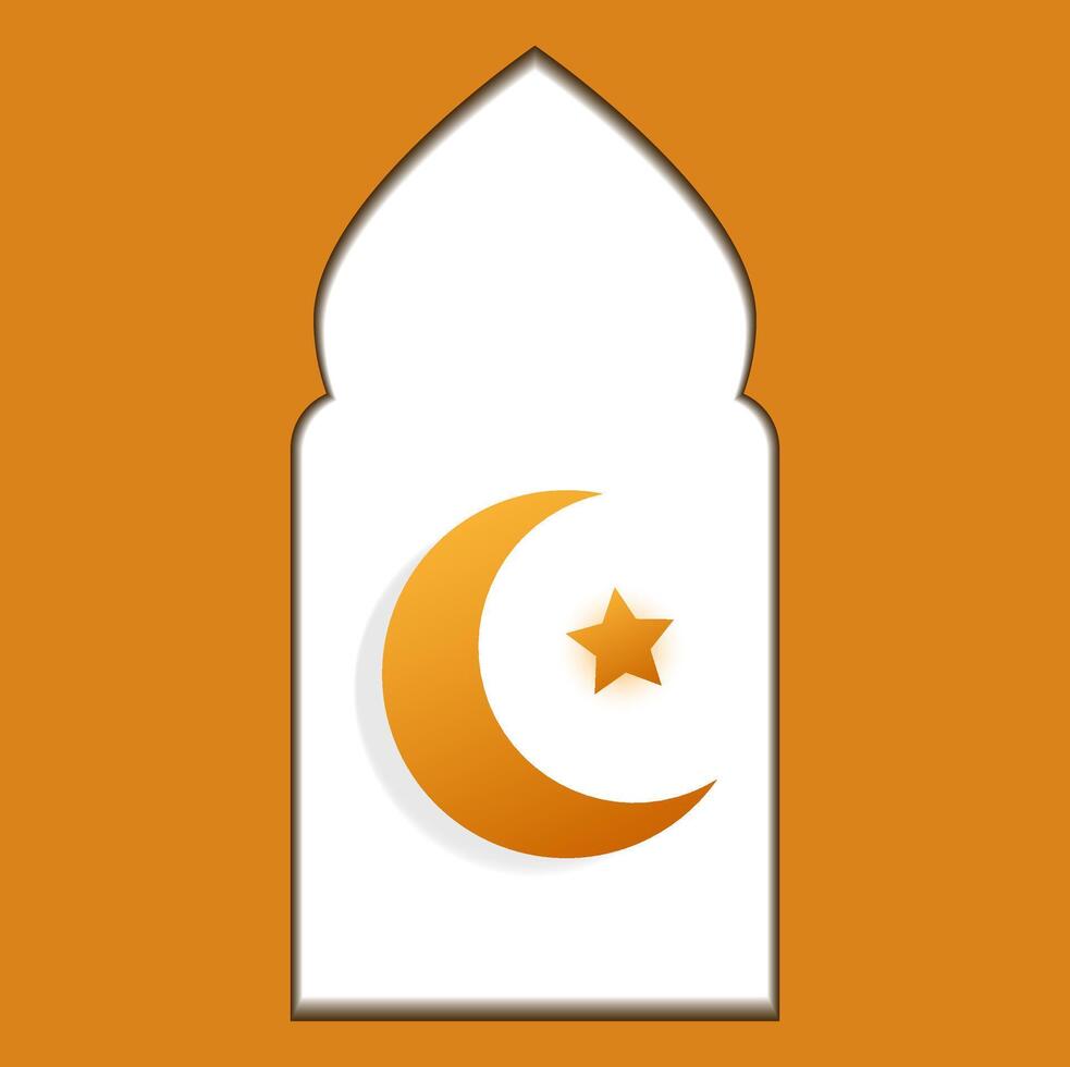 vector banier Ramadan. silhouet van de moskee, de gouden maan en de ster.