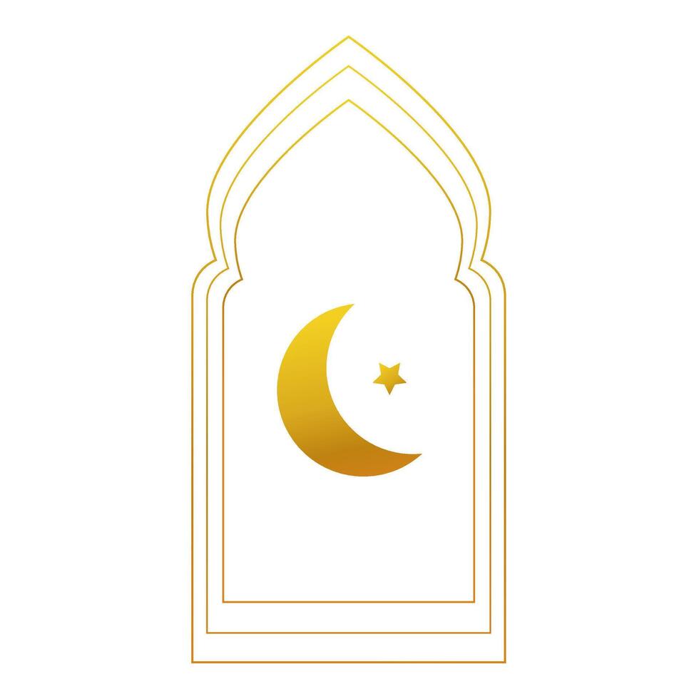 Ramadan. de silhouet van de gouden moskee, de gouden ster en de maan. vector illustratie Aan een wit achtergrond